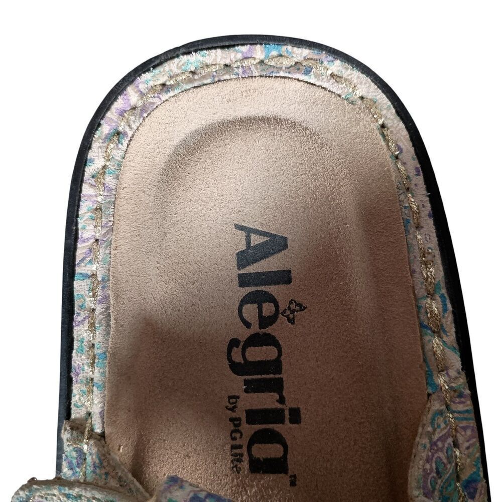 Alegria Verona Floral Ankle Strap Sandals Shoes Beige Blue Women's 37/US 7 - 7.5 - Picture 5 of 9